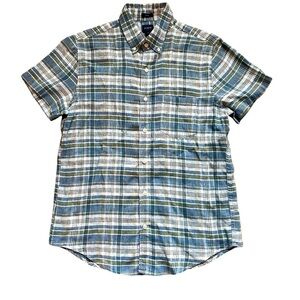 J Crew Short-sleeve slim linen-cotton shirt Sz M